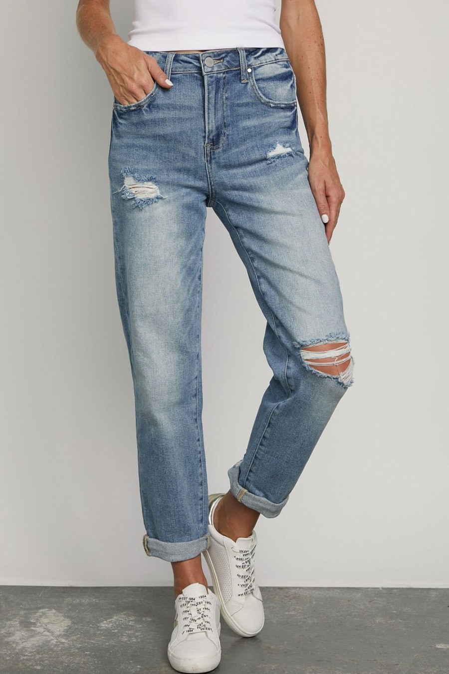 Clothing Risen Denim | Risen Boyfriend Jeans