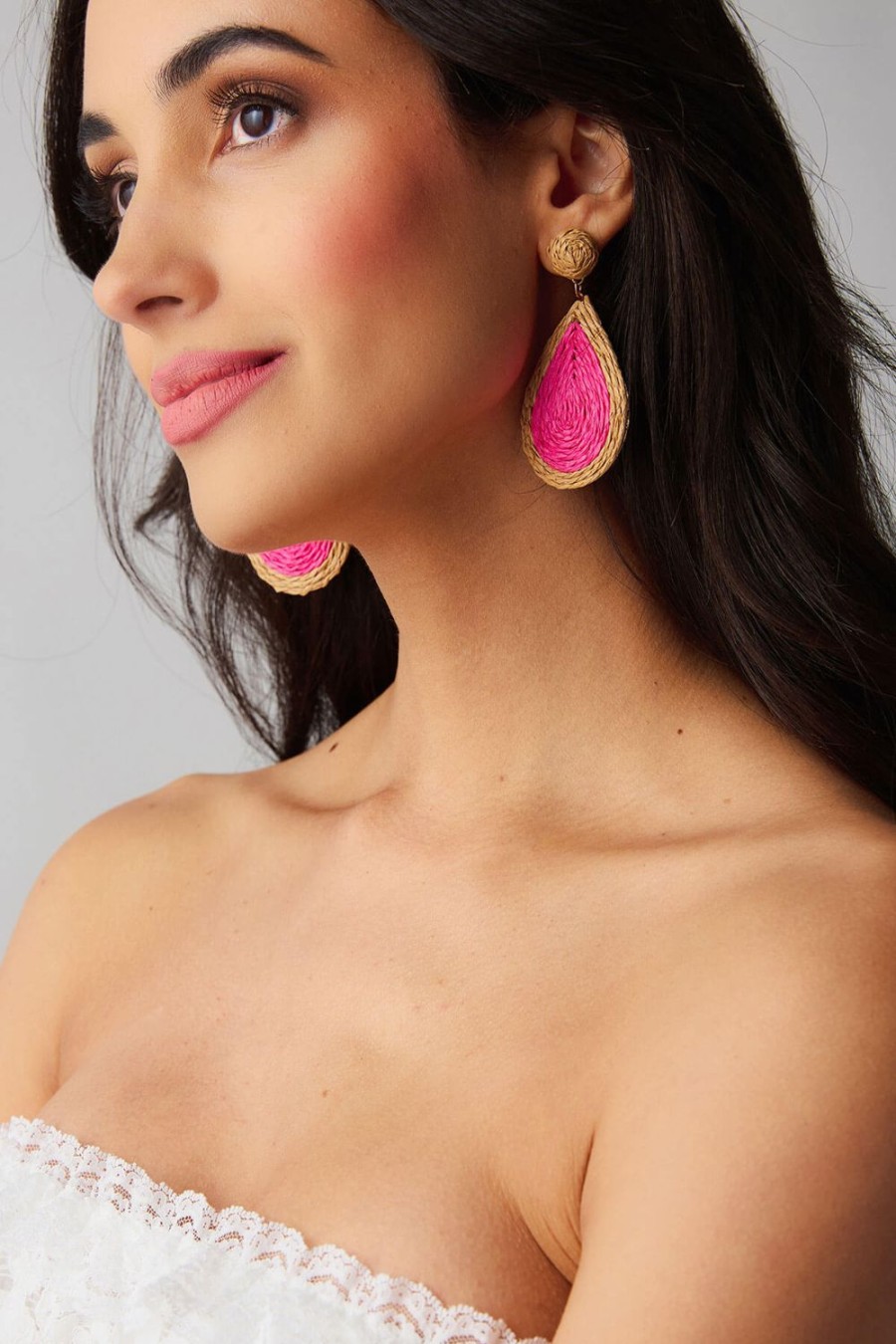 Accessories Lizas | Lizas Raffia Teardrop Earrings