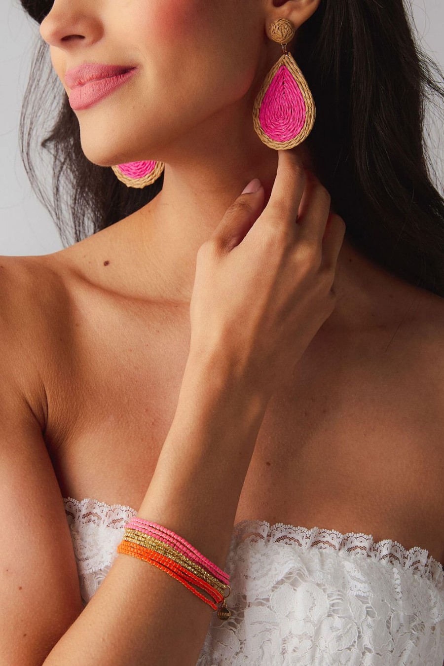 Accessories Lizas | Lizas Raffia Teardrop Earrings