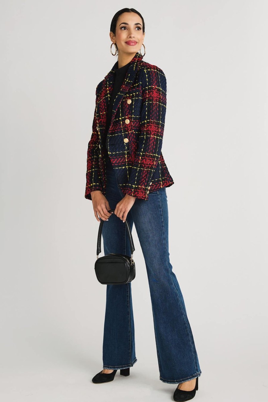 Clothing SMF Blazers | Smf Tartan Plaid Blazer