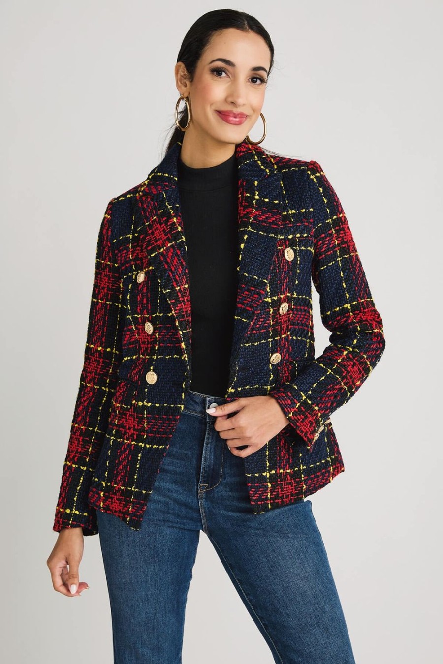 Clothing SMF Blazers | Smf Tartan Plaid Blazer