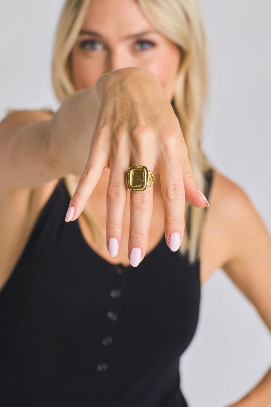 Accessories Susan Shaw | Susan Shaw Handcast Rectangle Adjustable Ring