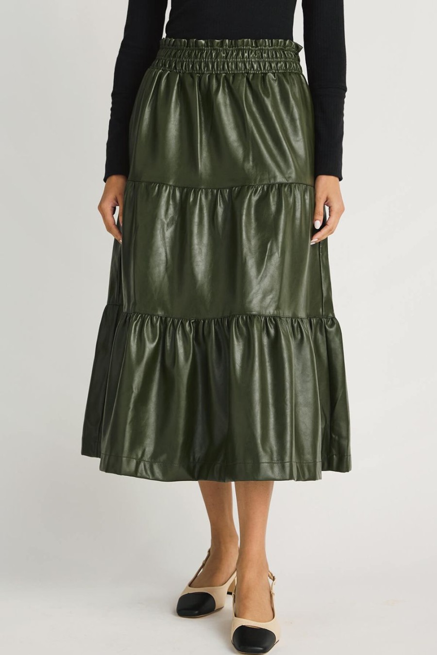 Clothing Fate Skirts | Fate Faux Leather Tiered Skirt