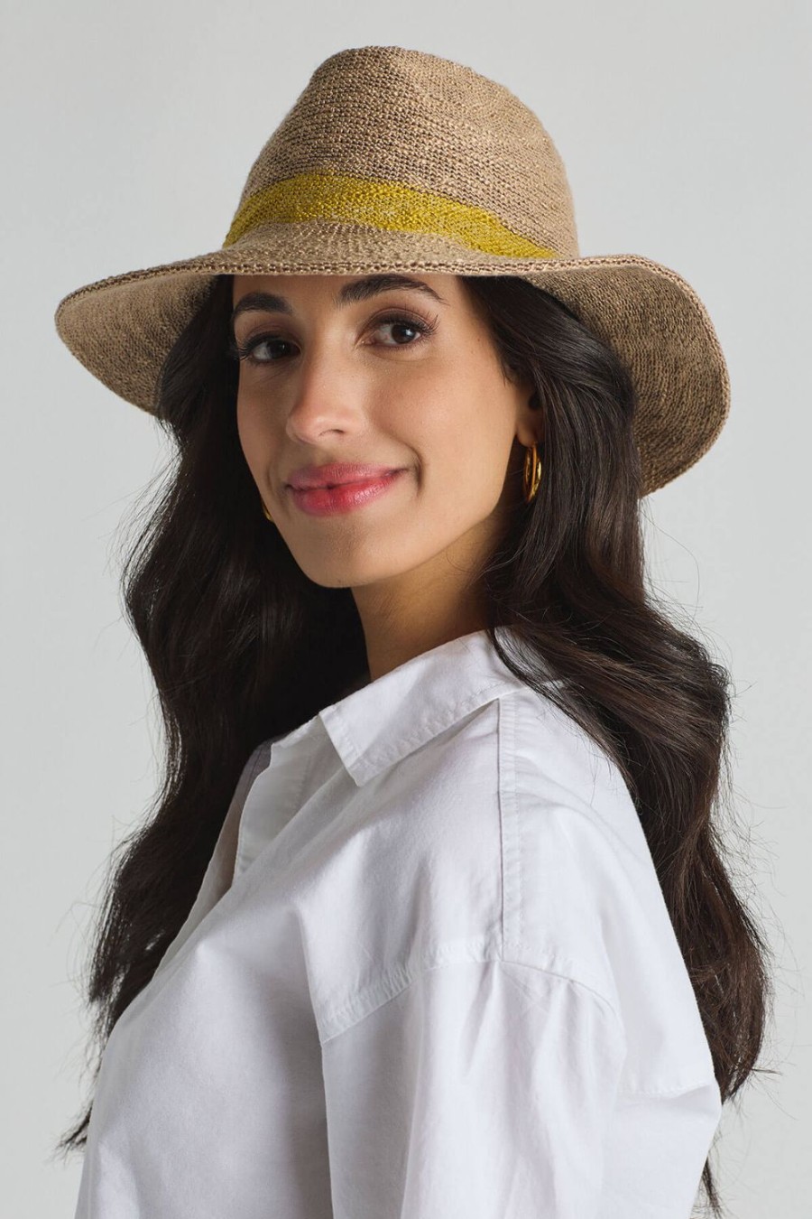 Accessories Shihreen | Shihreen Yellow Stripe Fedora