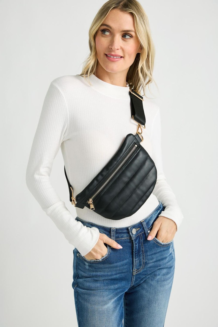 Bag Social Threads | Stacy Quilted Vegan Leather Sling Bag