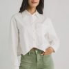 Clothing Moon River Shirts | Moon River Curved Hem Cropped Long Sleeve Shirt