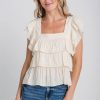 Clothing By Together Shirts | By Together Ruffle Capsleeve Top