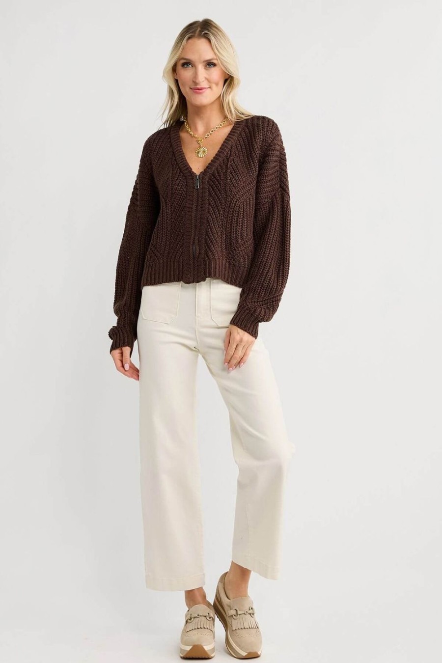 Clothing RD Style Sweaters | Rd Style Joni Long Sleeve Double V-Neck Cardigan