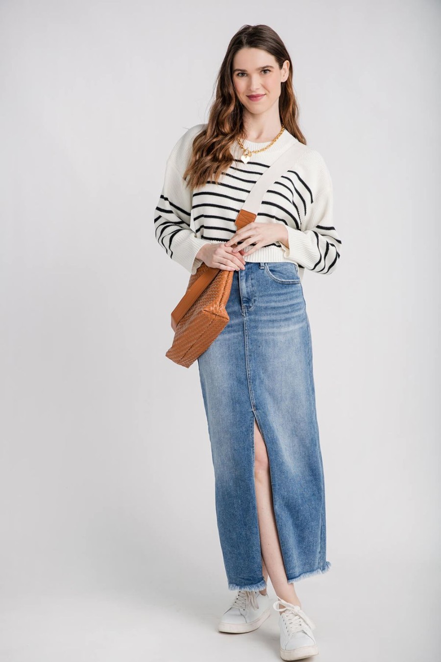 Clothing Creamon Sweaters | On Free Stripe Crop Pullover