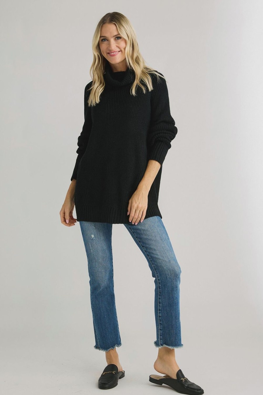 Clothing Elan Sweaters | Elan Cut Out Back Turtleneck Sweater