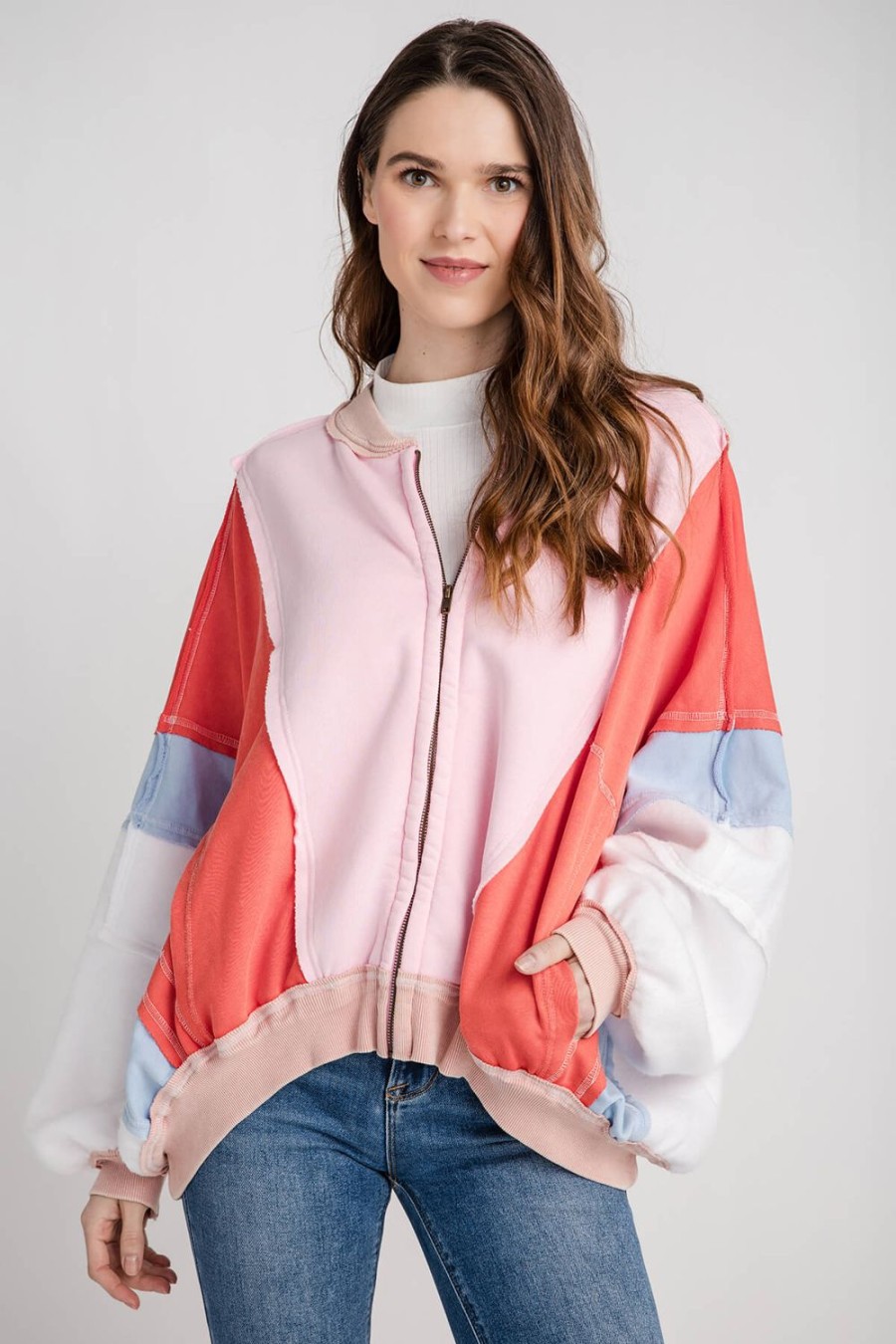 Clothing Bucketlist Jackets | Bucketlist Colorblock Zip Up Jacket