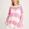 Clothing Vintage Havana Sweaters | Vintage Havana Popsicle Stripe Chenille Sweater