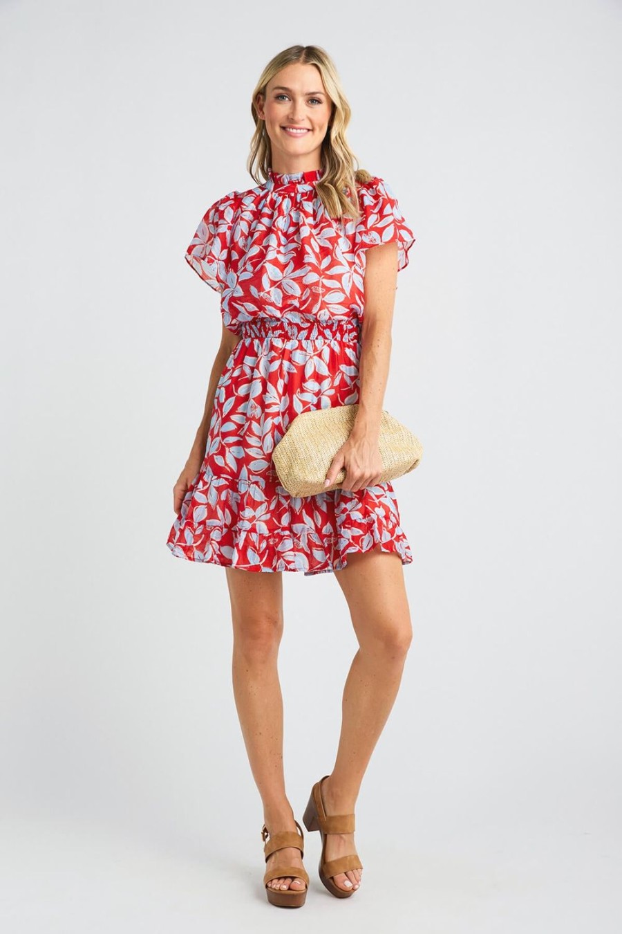 Clothing THML | Thml Printed Ruffle Sleeve Skater Dress