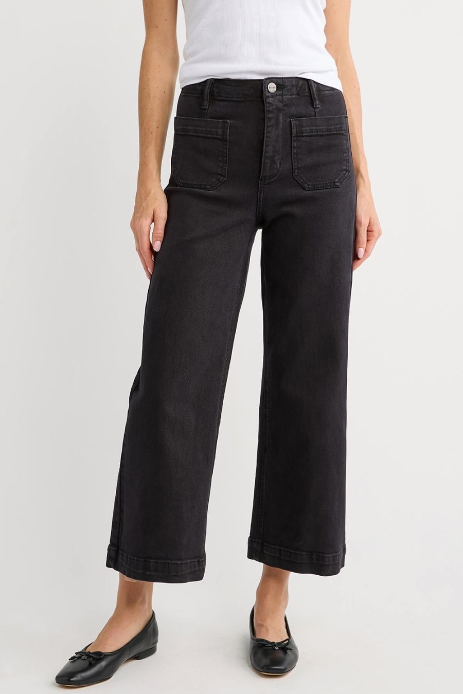 Clothing Risen Denim | Risen Cropped Patch Pocket Jeans