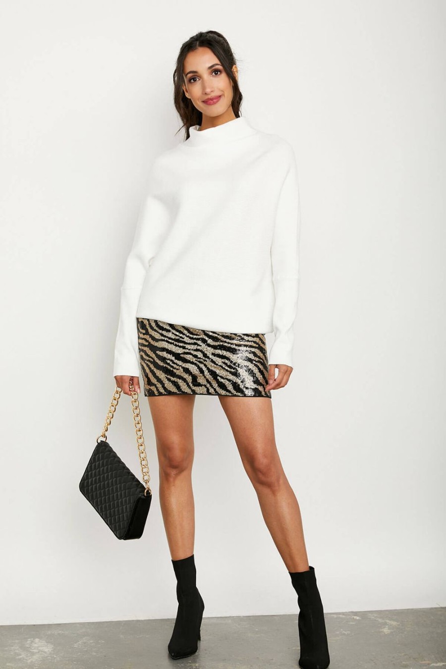 Clothing THML Sweaters | Thml Zebra Print Sequin Skirt