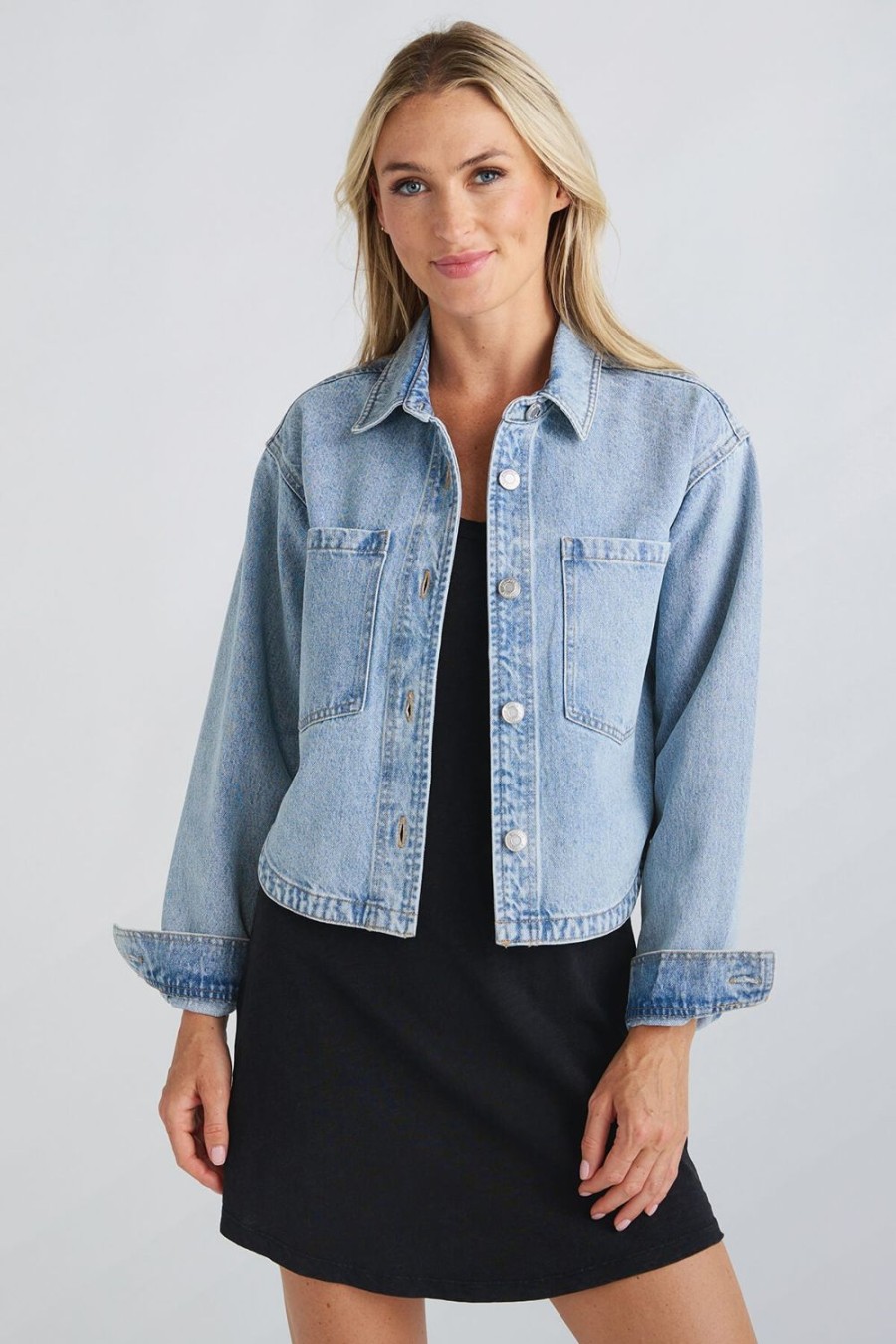 Clothing Z Supply Jackets | Z Supply All Day Cropped Denim Jacket