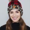 Accessories Panache | Panache Leopard Buffalo Plaid Pom Pom Hat