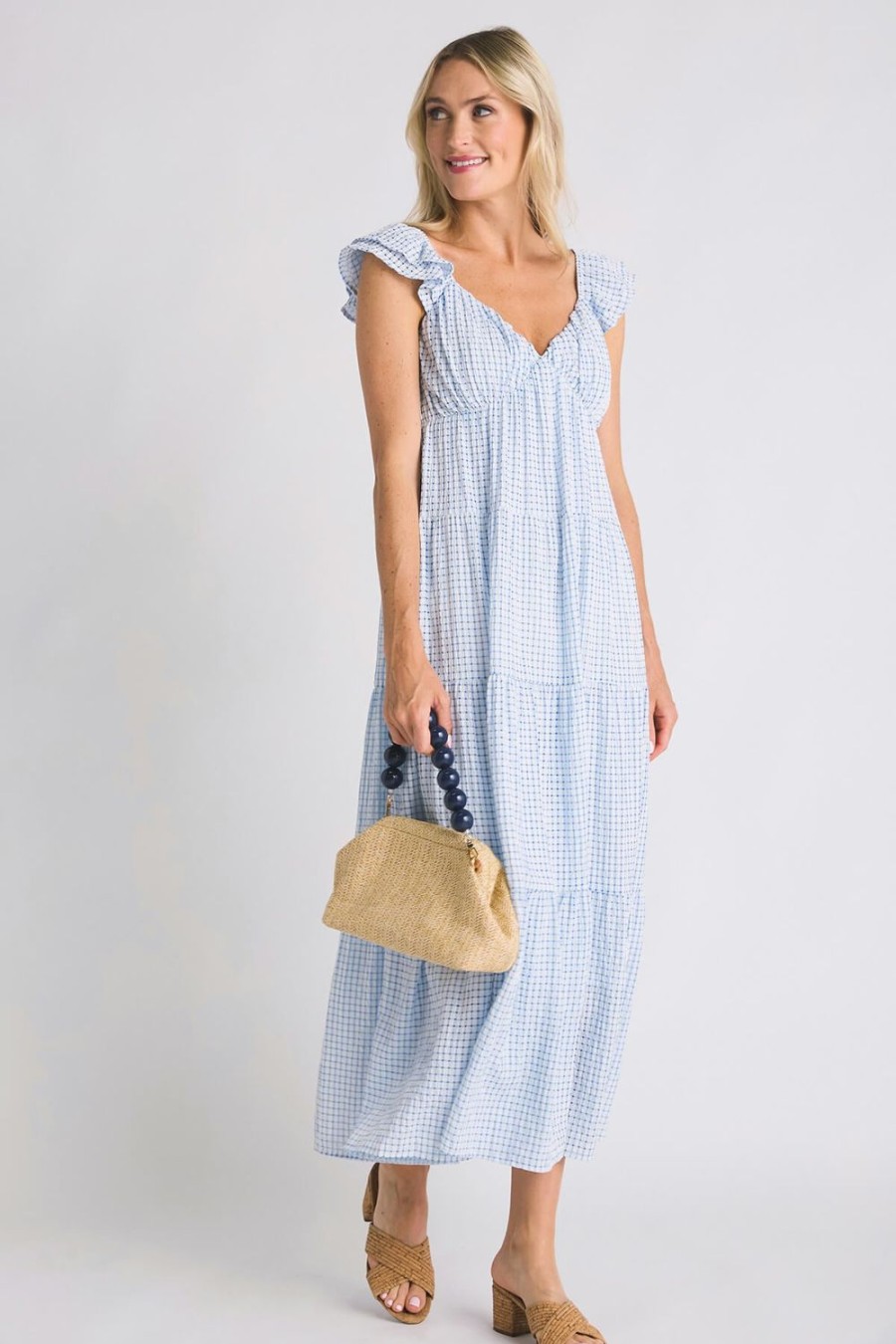 Clothing THML | Thml Windowpane Maxi Dress