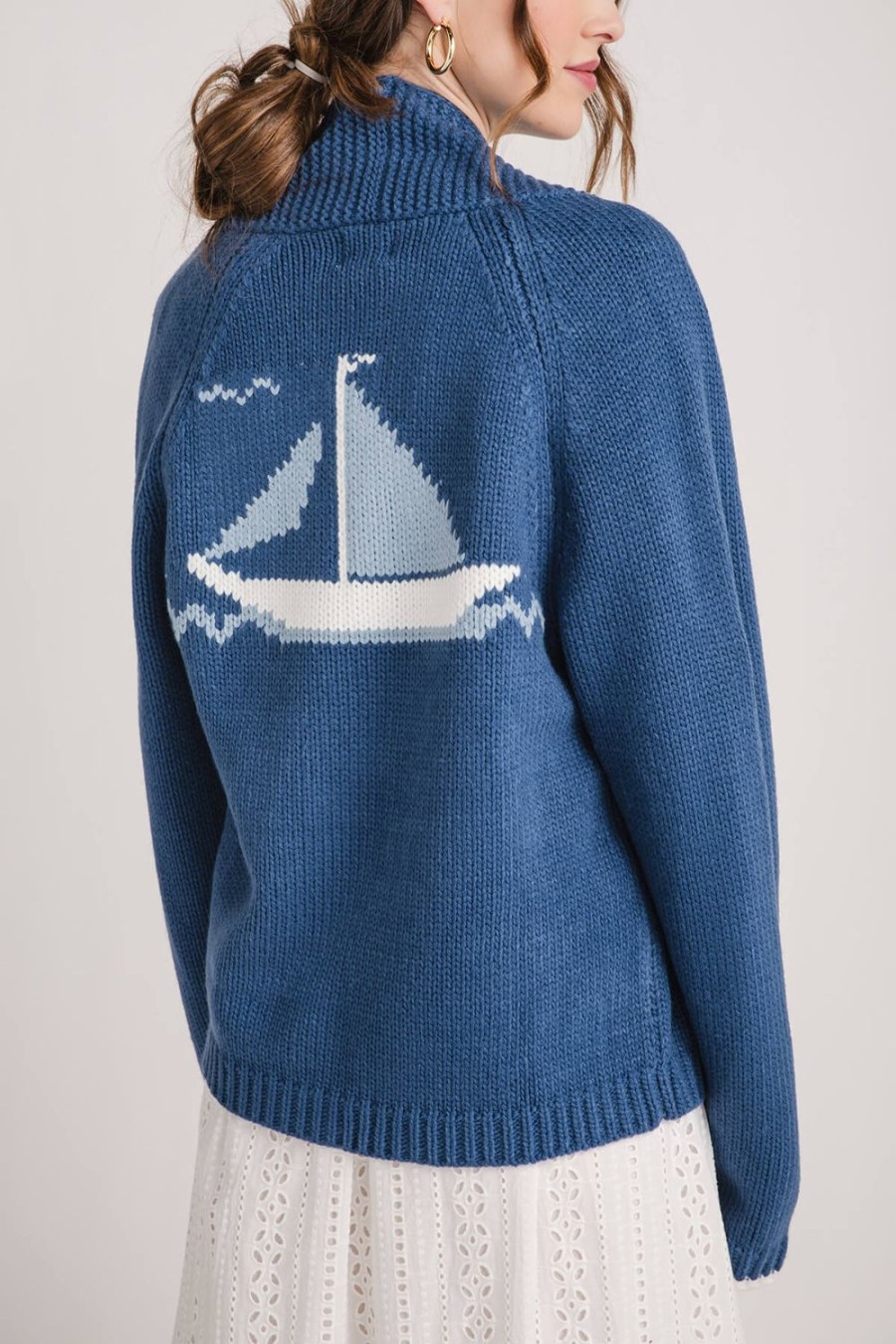 Clothing Pink Pineapple Sweaters | Pink Pineapple Sailboat Cardigan