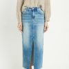 Clothing Risen Denim | Risen Front Slit Denim Skirt