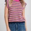 Clothing THML Sweaters | Thml Striped Contrast Neckline Knit Tank