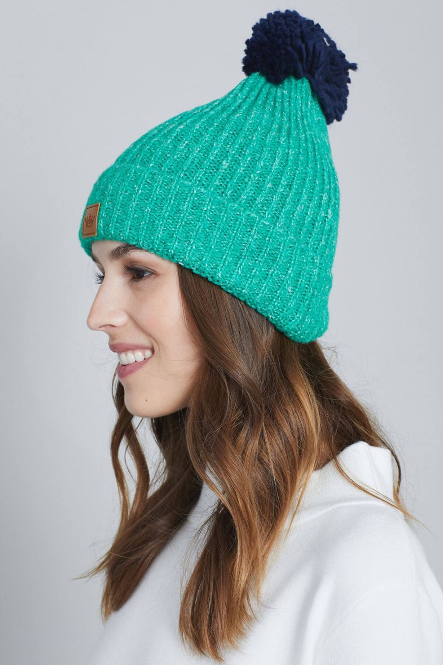 Accessories Panache | Panache Green With Navy Pom Pom Hat