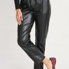 Clothing Elan Pants | Elan Elastic Ruffle Waistband Faux Leather Pants