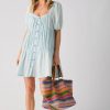 Clothing Elan | Elan Puff Sleeve Button Front Tiered Dress