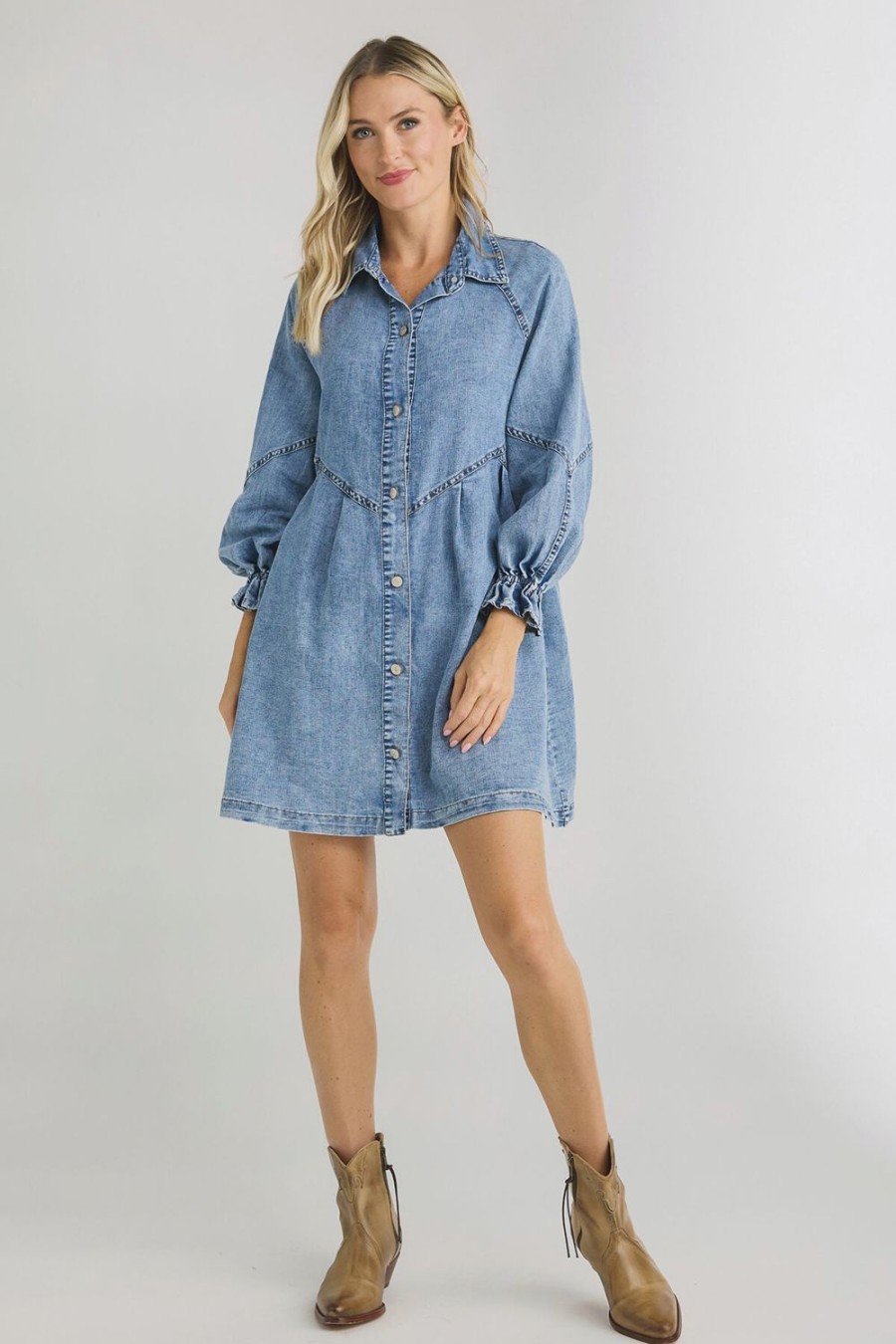 Clothing Elan | Elan Long Sleeve Button Down Dress