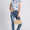 Clothing THML Shirts | Thml Ruffle Sleeve Flower Print Top