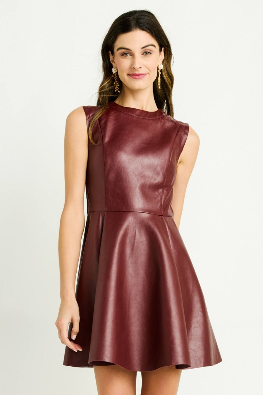 Clothing Fate | Fate Sleeveless Faux Leather Flared Dress