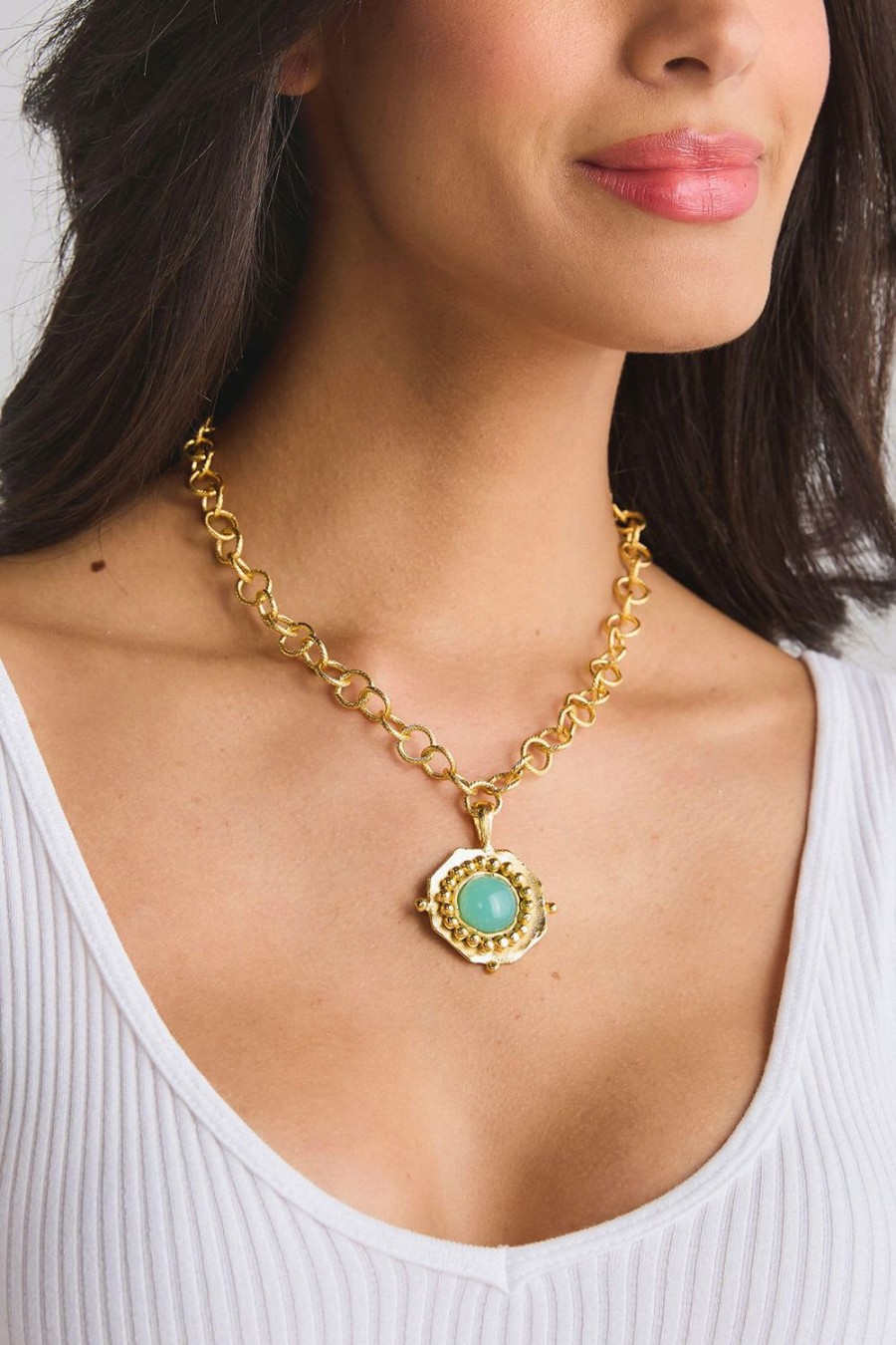 Accessories Susan Shaw | Susan Shaw Handcast Aqua Quartz Chain Necklace