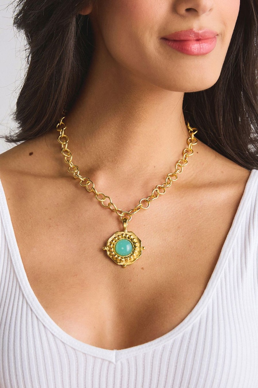 Accessories Susan Shaw | Susan Shaw Handcast Aqua Quartz Chain Necklace