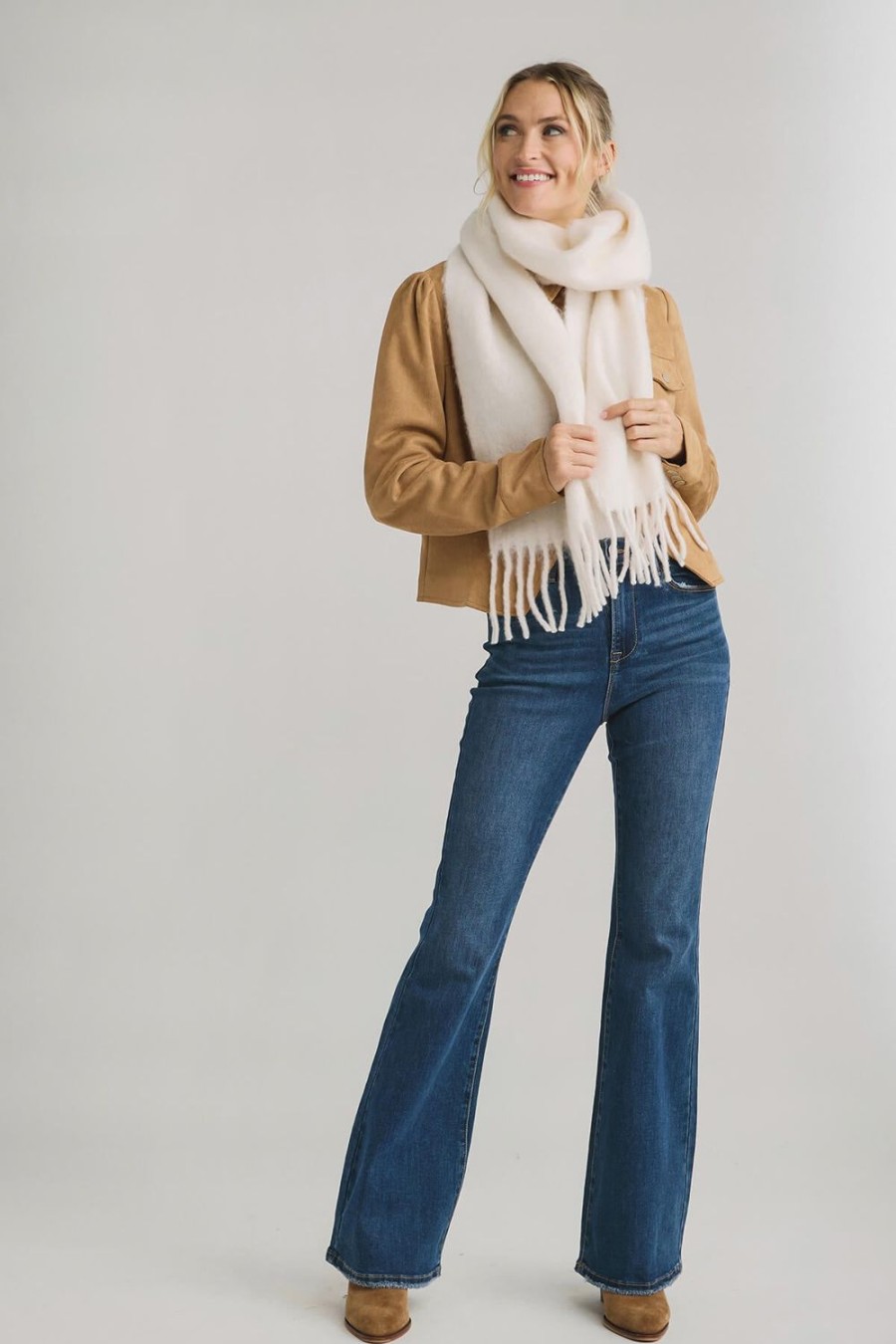 Accessories Look by M | Look By M Solid Fringe Hem Grunge Scarf