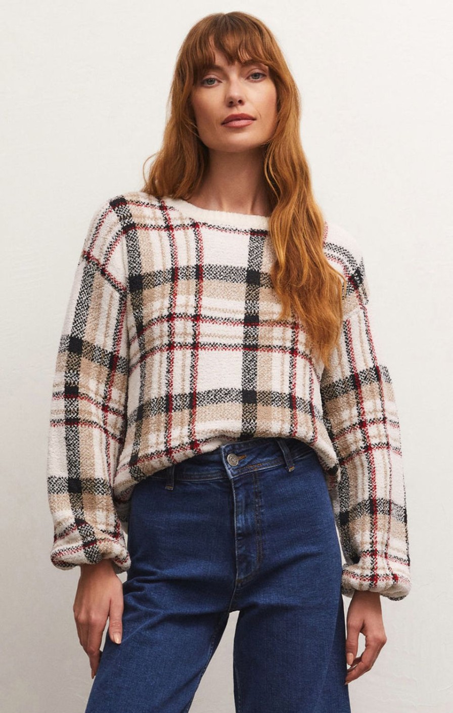 Clothing Z Supply Sweaters | Z Supply Solange Plaid Sweater