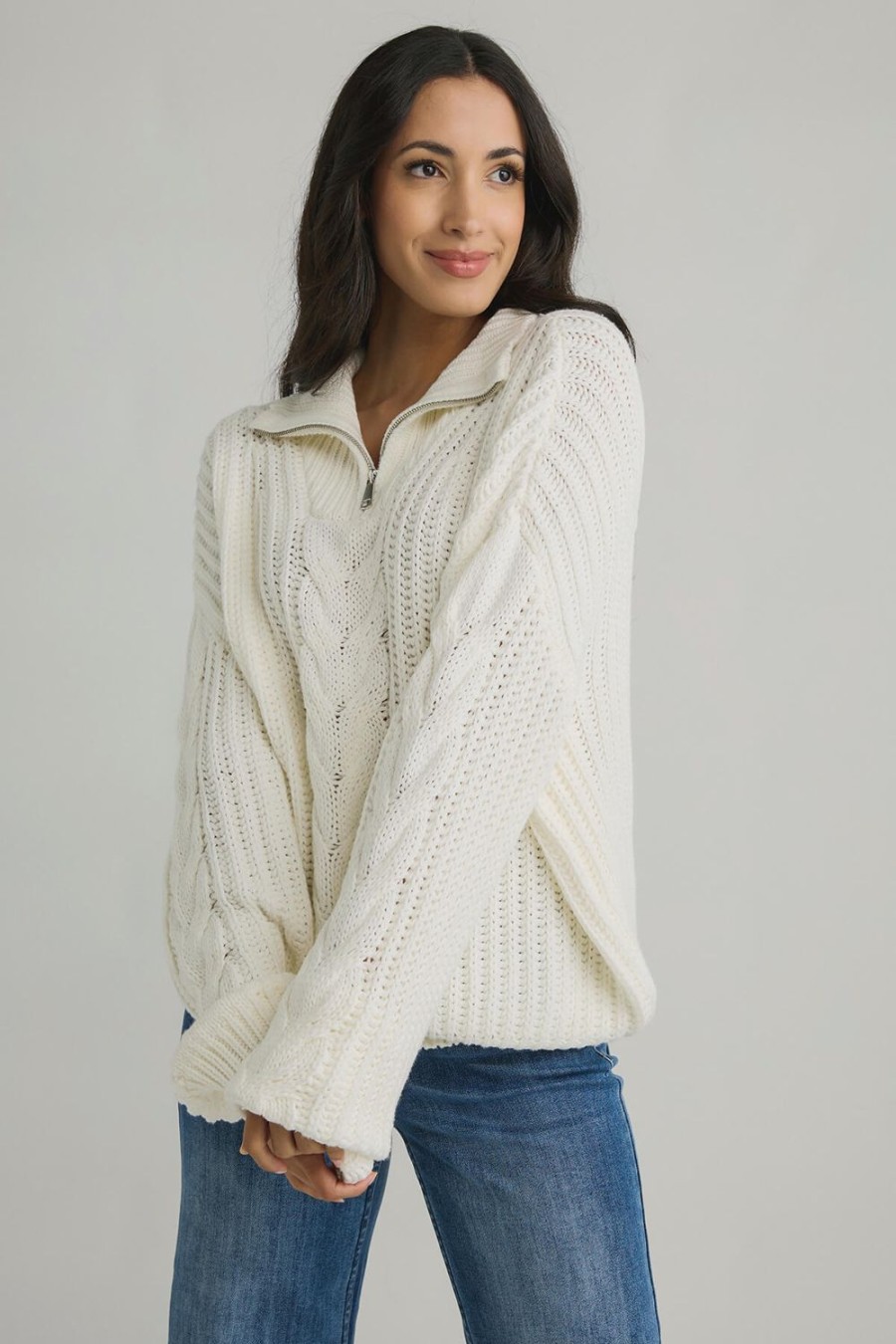 Clothing Elan Sweaters | Elan 1/2 Zip Collar Sweater