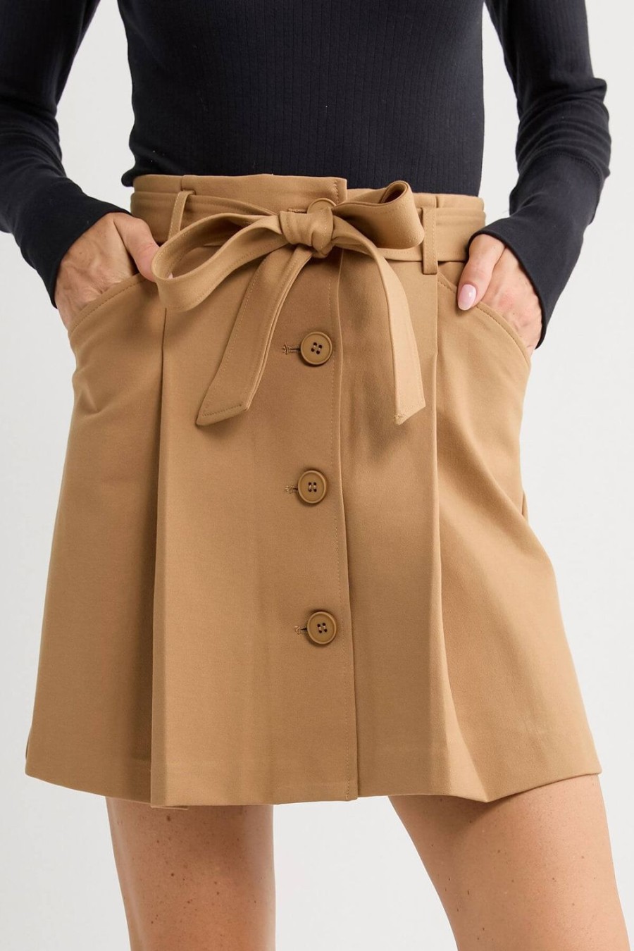 Clothing RD Style Skirts | Rd Style Brailey Button Front Self Tie Skirt