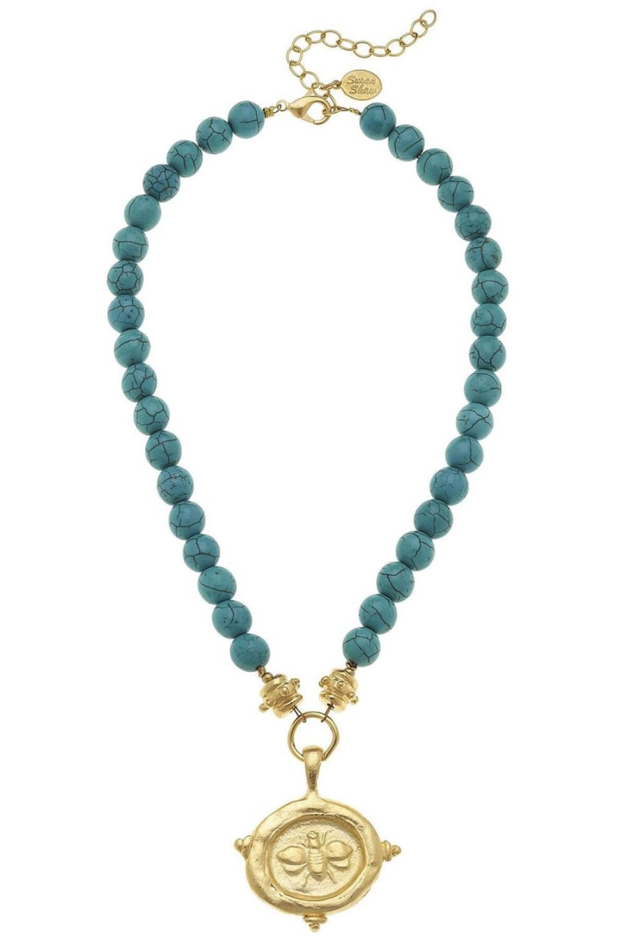 Accessories Susan Shaw | Susan Shaw Turquoise Bead Bee Necklace